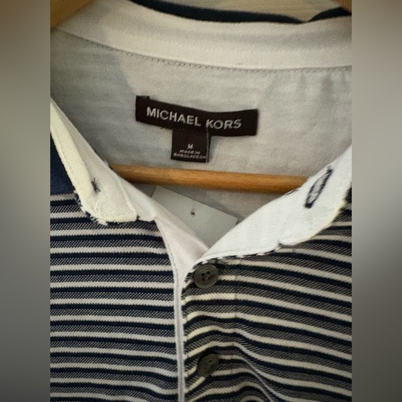 Michael Kors NWT men’s cotton polo striped navy short sleeve medium - Picture 5 of 13